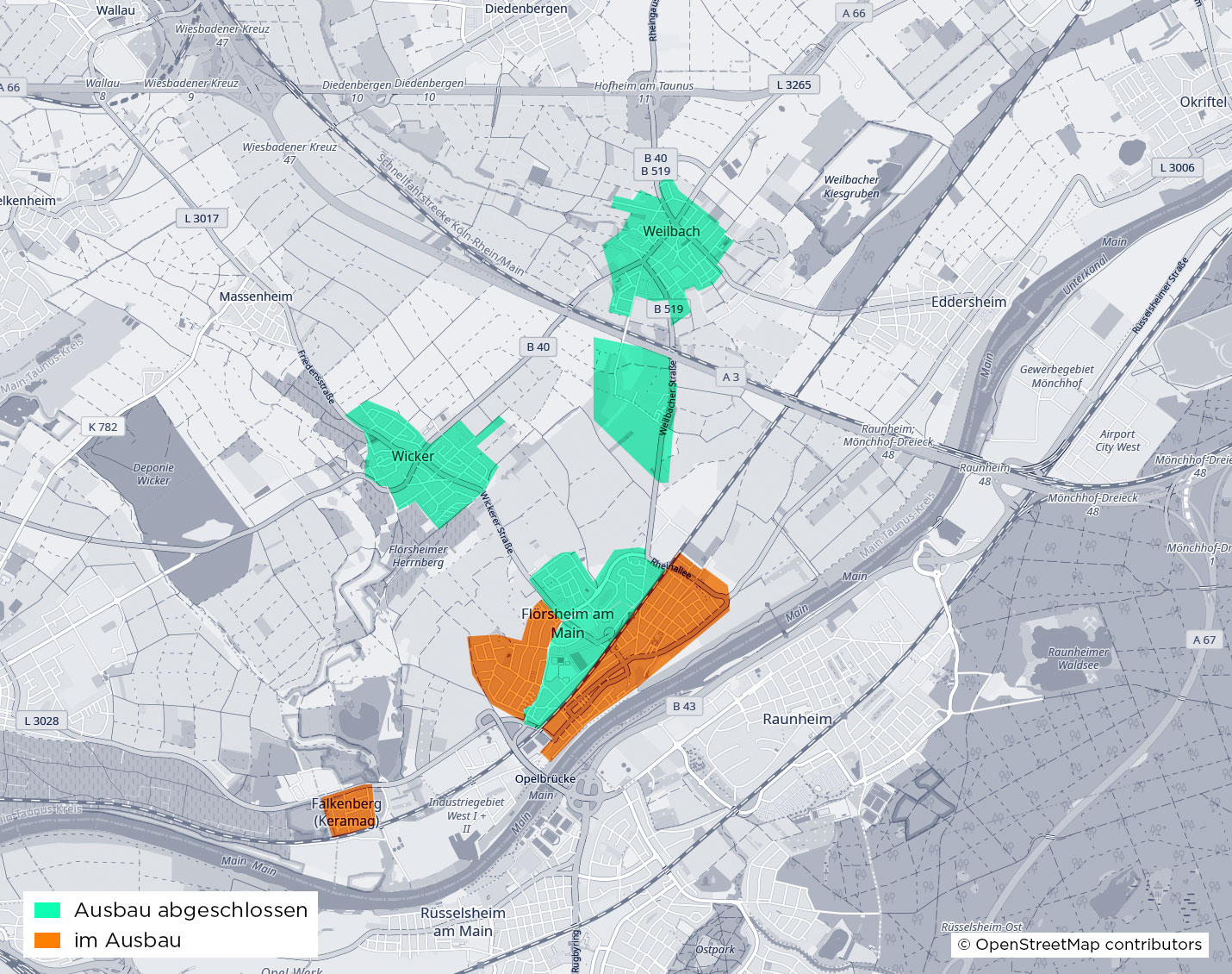 Karte OpenStreetMap Floersheim Gebiete neu